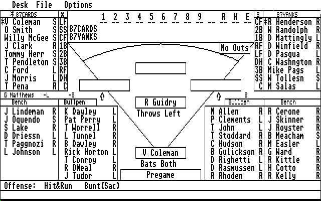 American Pastime Baseball Simulator