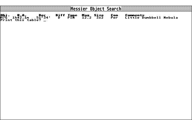 Messier Object Search