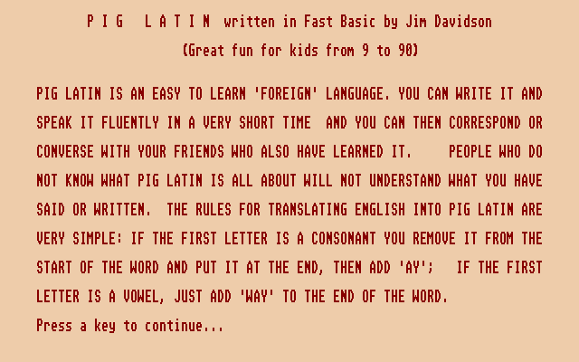 Pig Latin